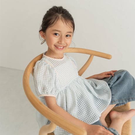 【reserve】lily puff blouse / blue gingham check