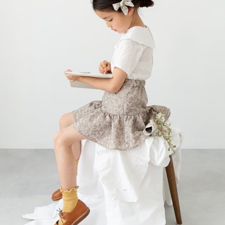 gather skirt : flower jacquard