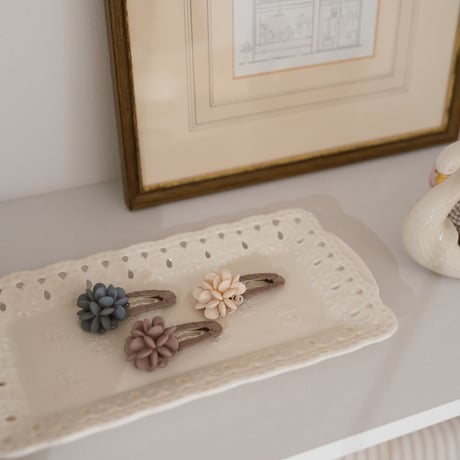 【即納】flower hairpin : cream / smoke pink / smoke blue