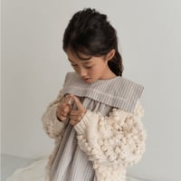 【order】flare collar blouse : stripe grayish pink beige