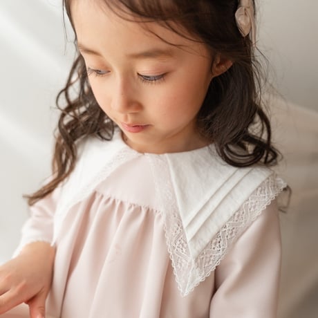 【order】big lace collar dress : milk pink