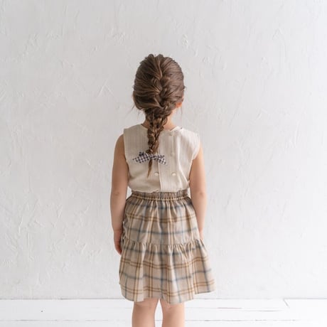 w button no sleeve / white lace : dobby cream :  dobby stripe