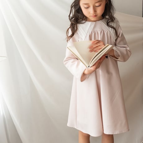 【order】big lace collar dress : milk pink