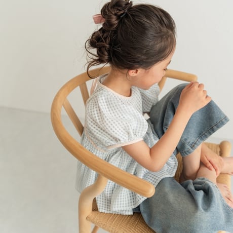 【reserve】lily puff blouse / blue gingham check