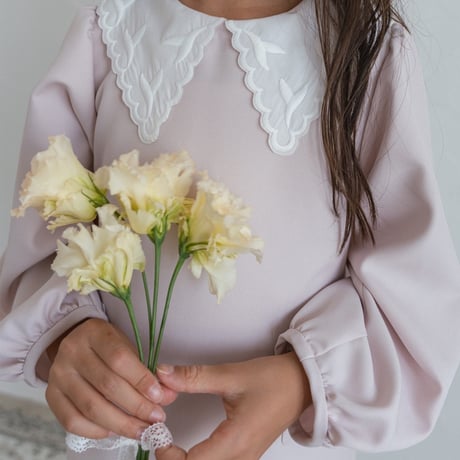 【order】lace collar dress : milk pink
