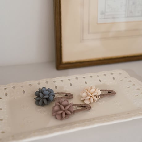 【即納】flower hairpin : cream / smoke pink / smoke blue