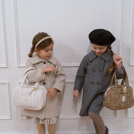 W button  wool coat : navy gingham check
