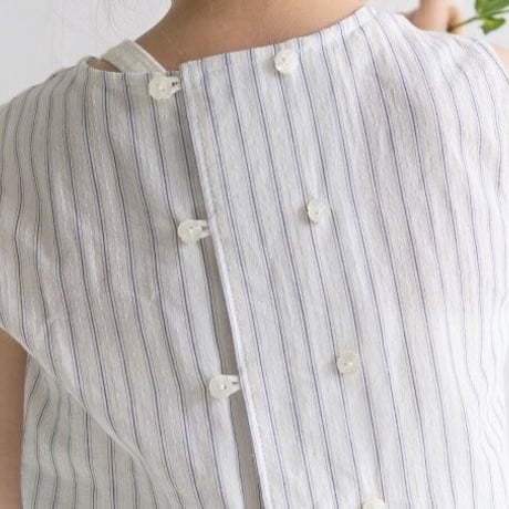 w button no sleeve / white lace : dobby cream :  dobby stripe