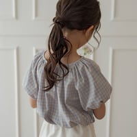 【即納】2way macaron blouse：blue gingham check