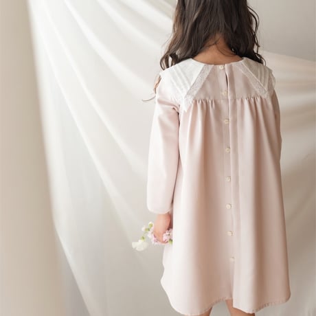 【order】big lace collar dress : milk pink