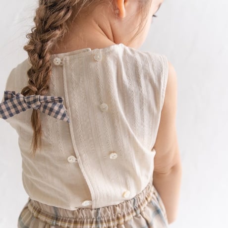 w button no sleeve / white lace : dobby cream :  dobby stripe