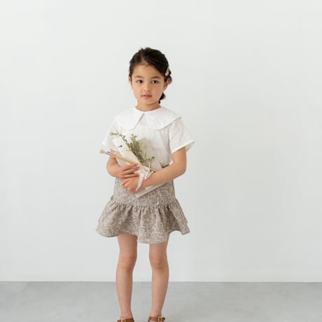 gather skirt : flower jacquard