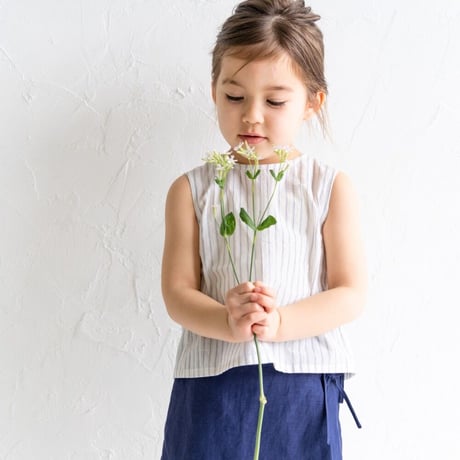 w button no sleeve / white lace : dobby cream :  dobby stripe