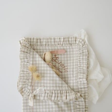 cotton frill blanket  :  natural gingham check No.21-44