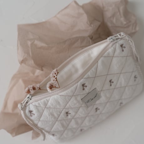 【即納】mini pouch : cherry / ribbon