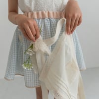 【即納】gather skirt ：blue ginghamcheck