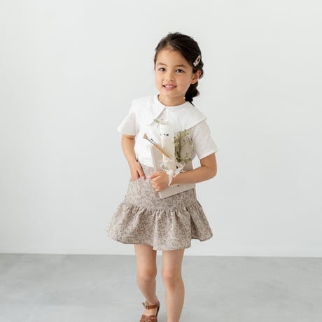 gather skirt : flower jacquard