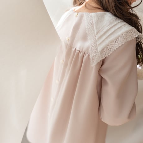 【order】big lace collar dress : milk pink