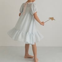 【即納】lily puff dress / blue gingham check