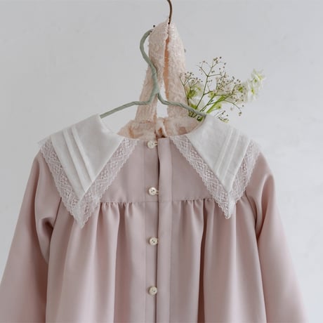 【order】big lace collar dress : milk pink