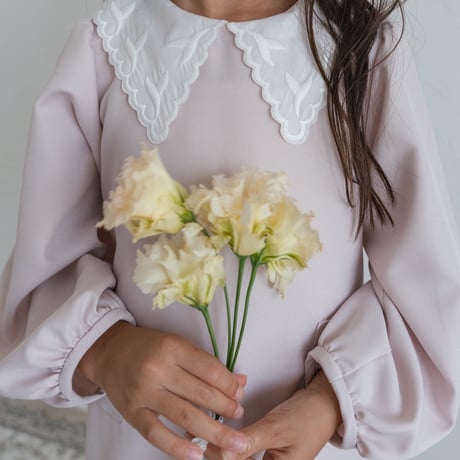 【order】lace collar dress : milk pink
