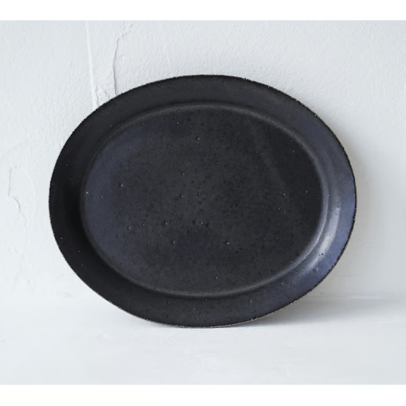 角掛政志 黒マット楕円皿 大 ※個体差あり | JIBITA