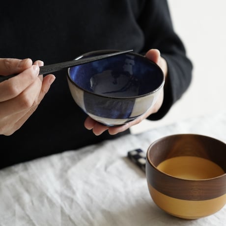 松光山（萩焼）　市松碗