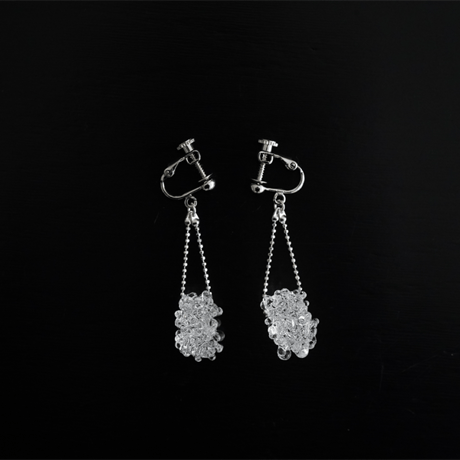 №14　 BELLEZA Glass Jewelry 　Crystal loop イヤリングシルバー