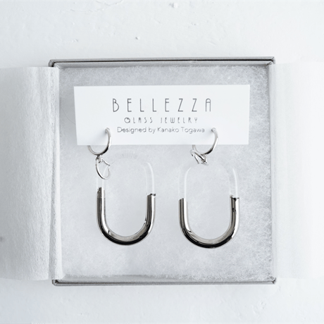 BELLEZA Glass Jewelry　プラチナチェーンイヤリング
