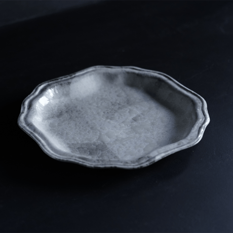 隣窯　　曇天輪花スクエア皿　Φ22.7㎝　C