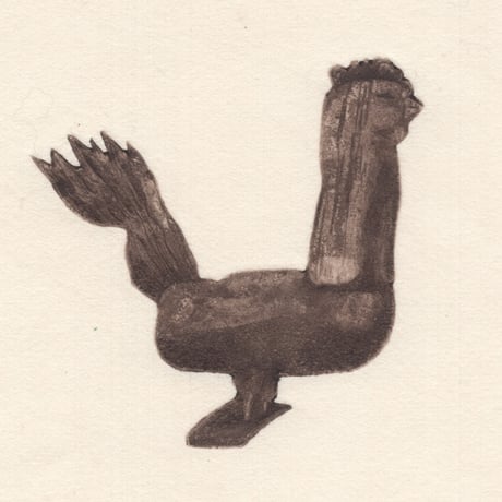 古屋郁　銅版画　53「鶏の置き物」　ed.1/7