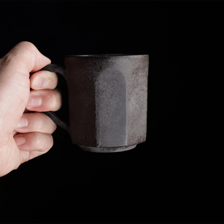 渋谷英一　面取マグカップ　灰　※個体差有り