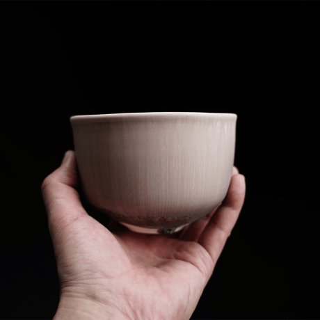 NO.46-2　　岩崎龍二　抹茶茶盌　　　椿＋ブルーグレー
