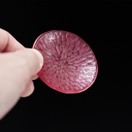 ミウラユリナ　D　槌目豆皿　red