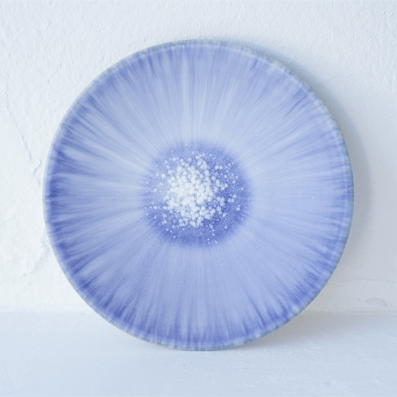 p*中様 レア 岩崎龍二 アイスグリーン＋紫匂 22cm 鉢 中鉢 リム鉢 お皿 レア 岩崎龍二 アイスグリーン＋紫匂 22cm 鉢 中鉢 リム鉢 お皿