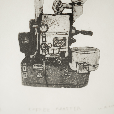 古屋郁　銅版画　52「COFFEE ROASTER」　ed.2/7