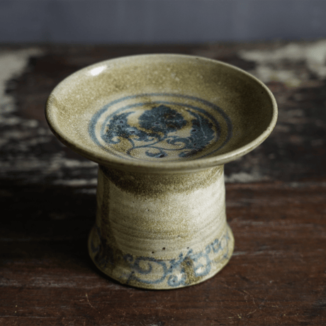 梅本尋司　U-88-1　青花牡丹文台皿　中国