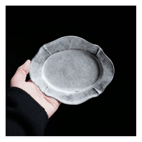 隣窯　　曇天輪花オーバル皿  size：S 　ｗ18㎝　B