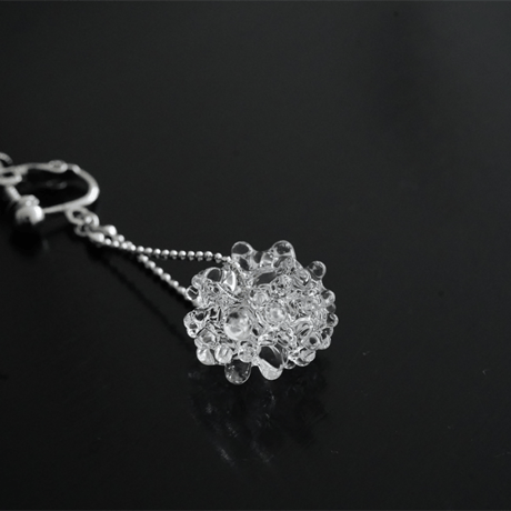 №14　 BELLEZA Glass Jewelry 　Crystal loop イヤリングシルバー