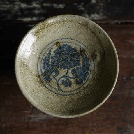 梅本尋司　U-88-4　青花牡丹文台皿　中国