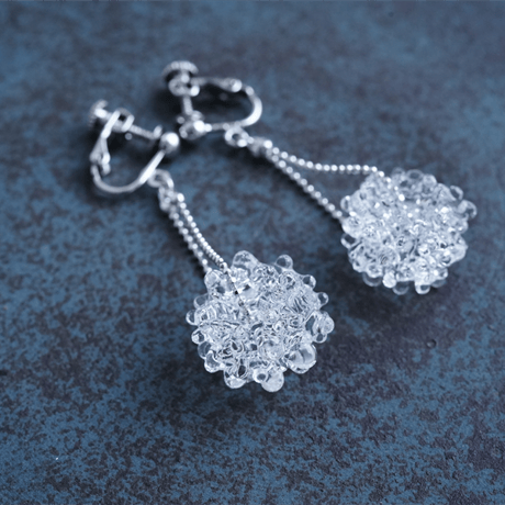 №14　 BELLEZA Glass Jewelry 　Crystal loop イヤリングシルバー