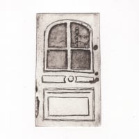 古屋郁　銅版画　19「ケーキ屋さんのドア」　ed.1/7