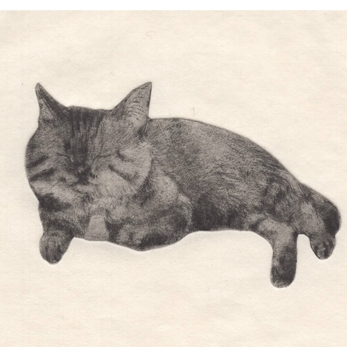 古屋郁 銅版画 41「ガソリンスタンドの猫」 ed.1/7 | JIBITA