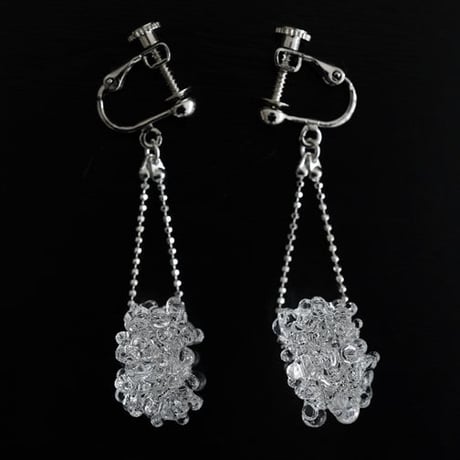 №14　 BELLEZA Glass Jewelry 　Crystal loop イヤリングシルバー