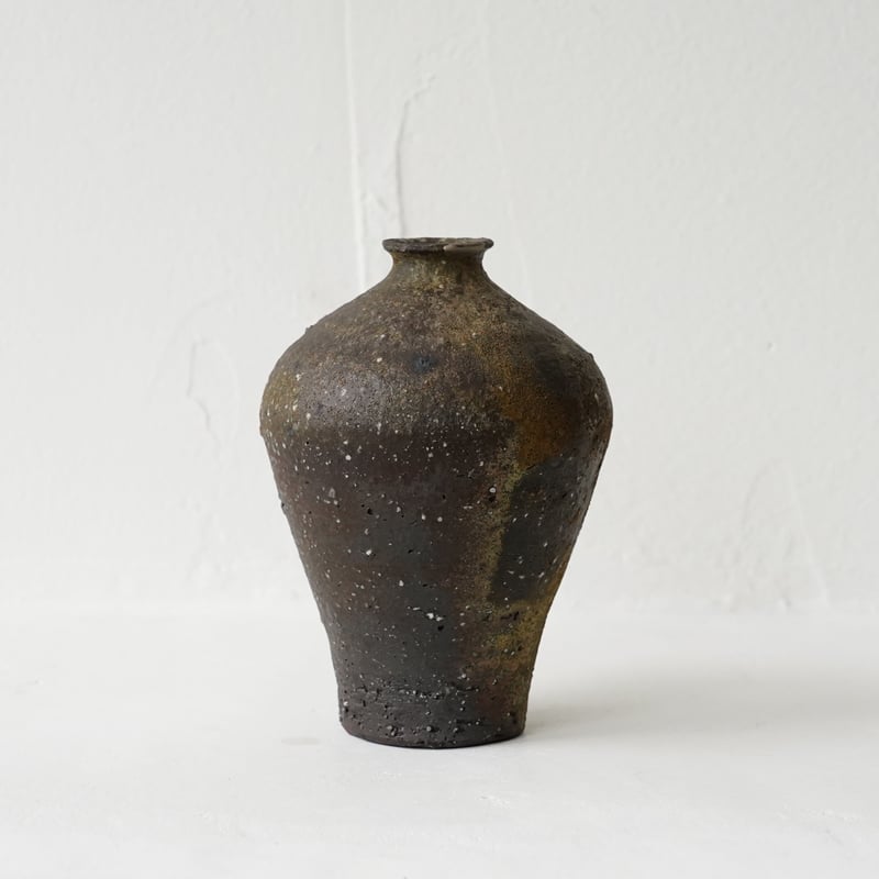 八田亨 №304 自然釉花器 ※口に錫での修復あり。 | JIBITA