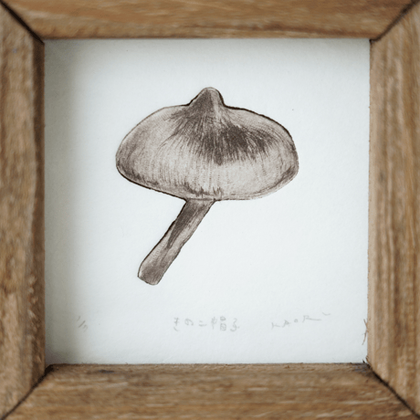 古屋郁　銅版画　24「きのこ帽子」　ed.1/7