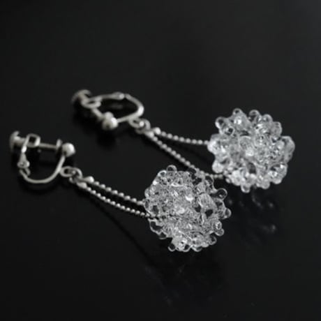 №14　 BELLEZA Glass Jewelry 　Crystal loop イヤリングシルバー