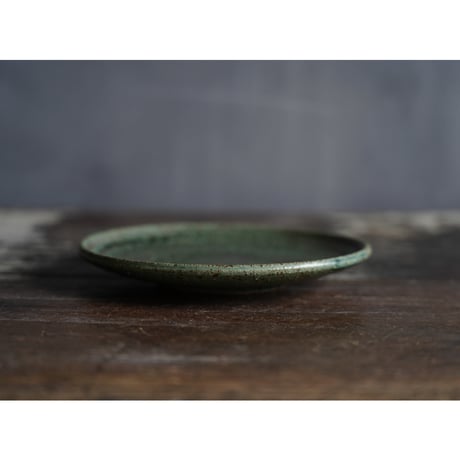 梅本尋司　U-106-2　緑釉５寸皿　バッチャン