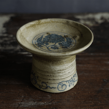 梅本尋司　U-88-4　青花牡丹文台皿　中国