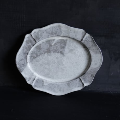 隣窯　　曇天輪花オーバル皿  size：M 　ｗ24㎝　C